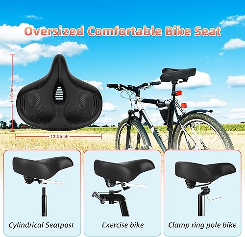 Vista 13 de Asiento de bicicleta de gran tamaño para bicicleta Peloton y bicicleta +, cómodo cojín de asiento compatible con bicicletas de Peloton, carretera