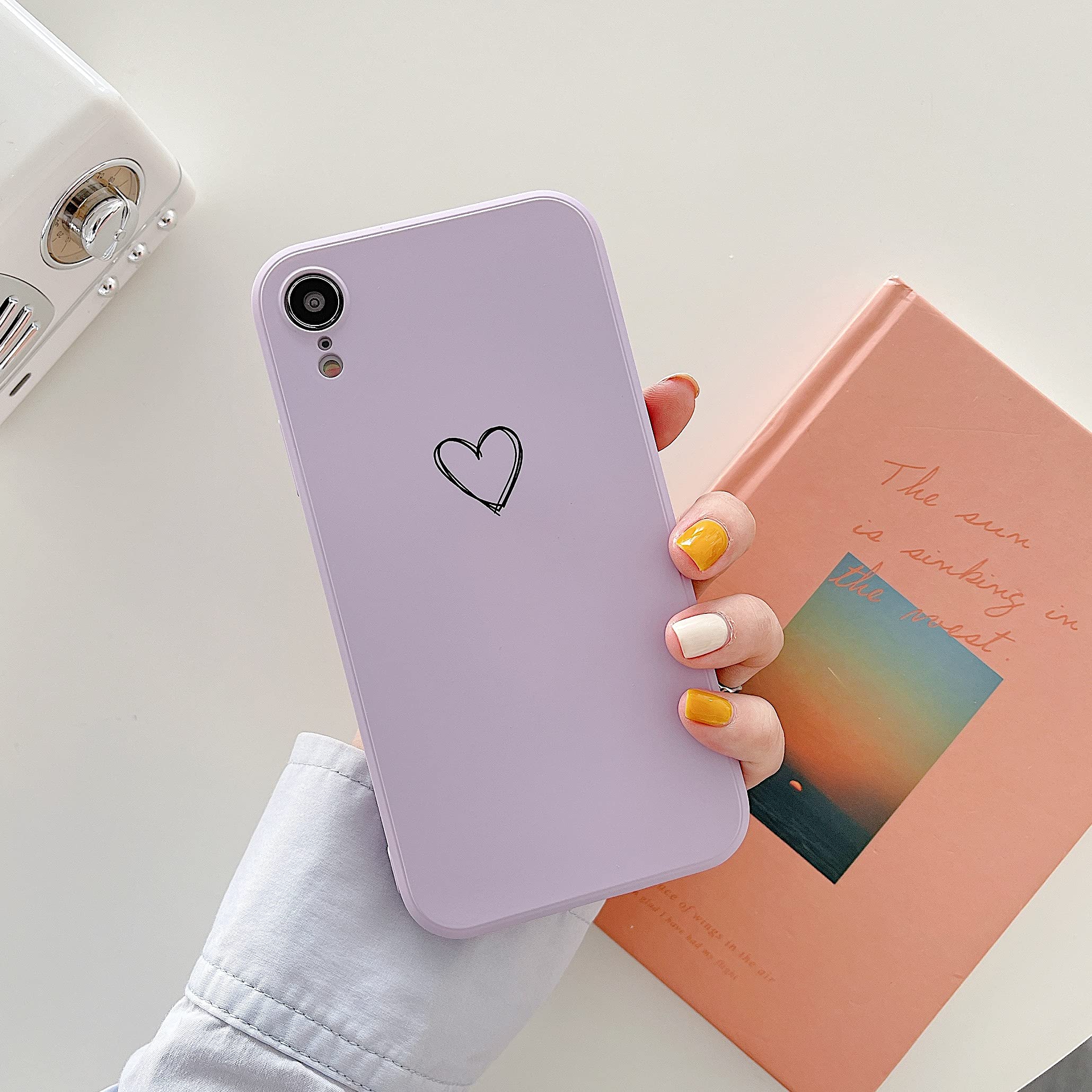 Custodia Per IPhone XR Con Stampa A Cuori Lucidi – Morbida TPU – Antiurto E Sottile – Colore Viola – Supporta Ricarica Wireless