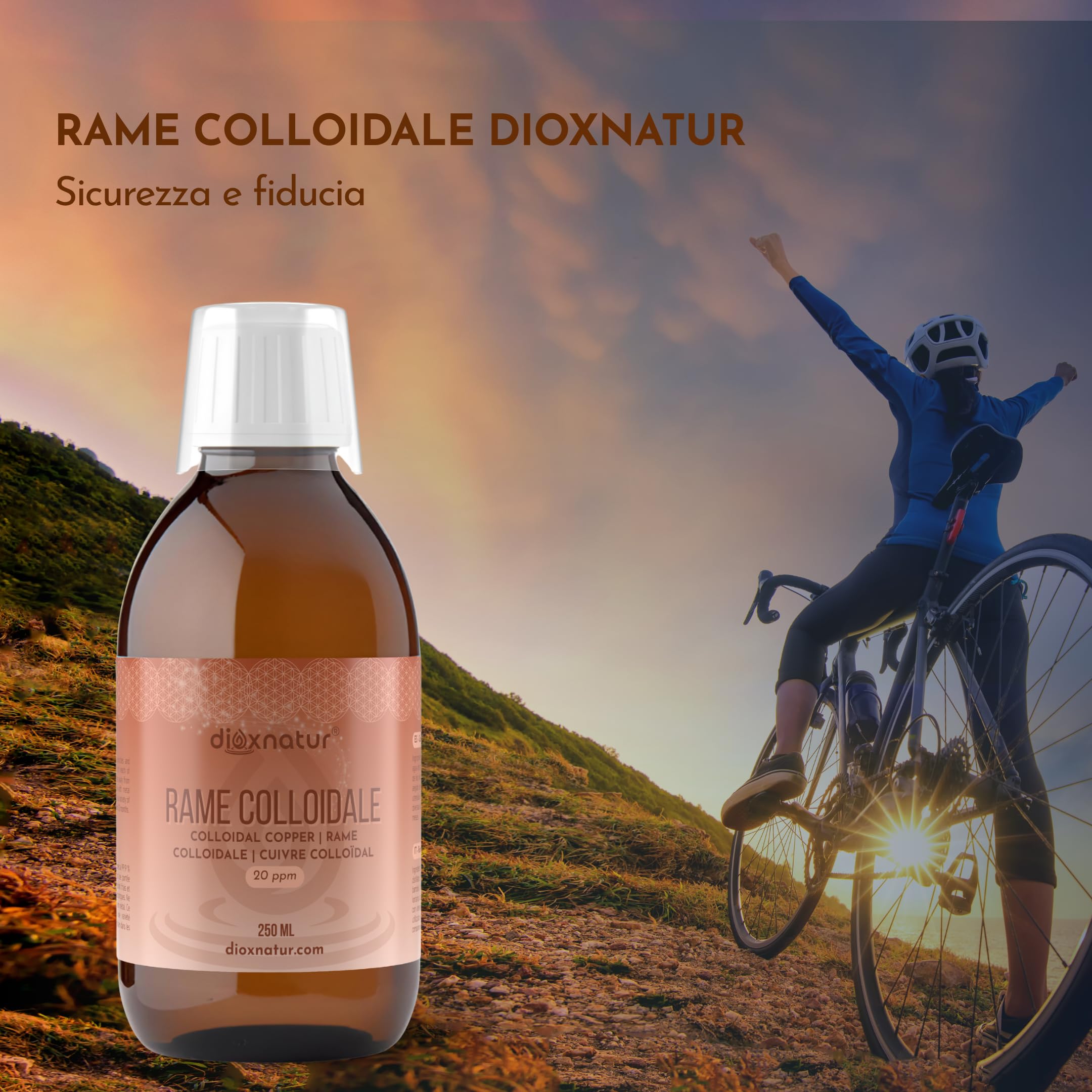 Rame colloidale 250 ml - Soluzione liquida 20 ppm - Purezza 99,99%