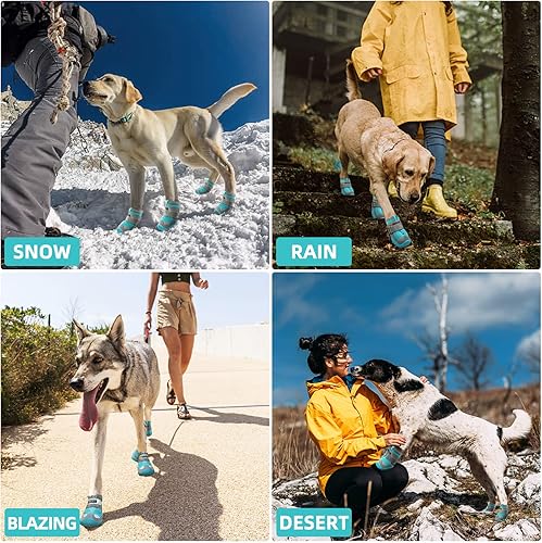 Miniatura 7 de Hcpet - Botas de perro para mascotas, impermeables, transpirables, antideslizantes, 3M, con correa reflectante de tamaño pequeño a grande, 4 unidades