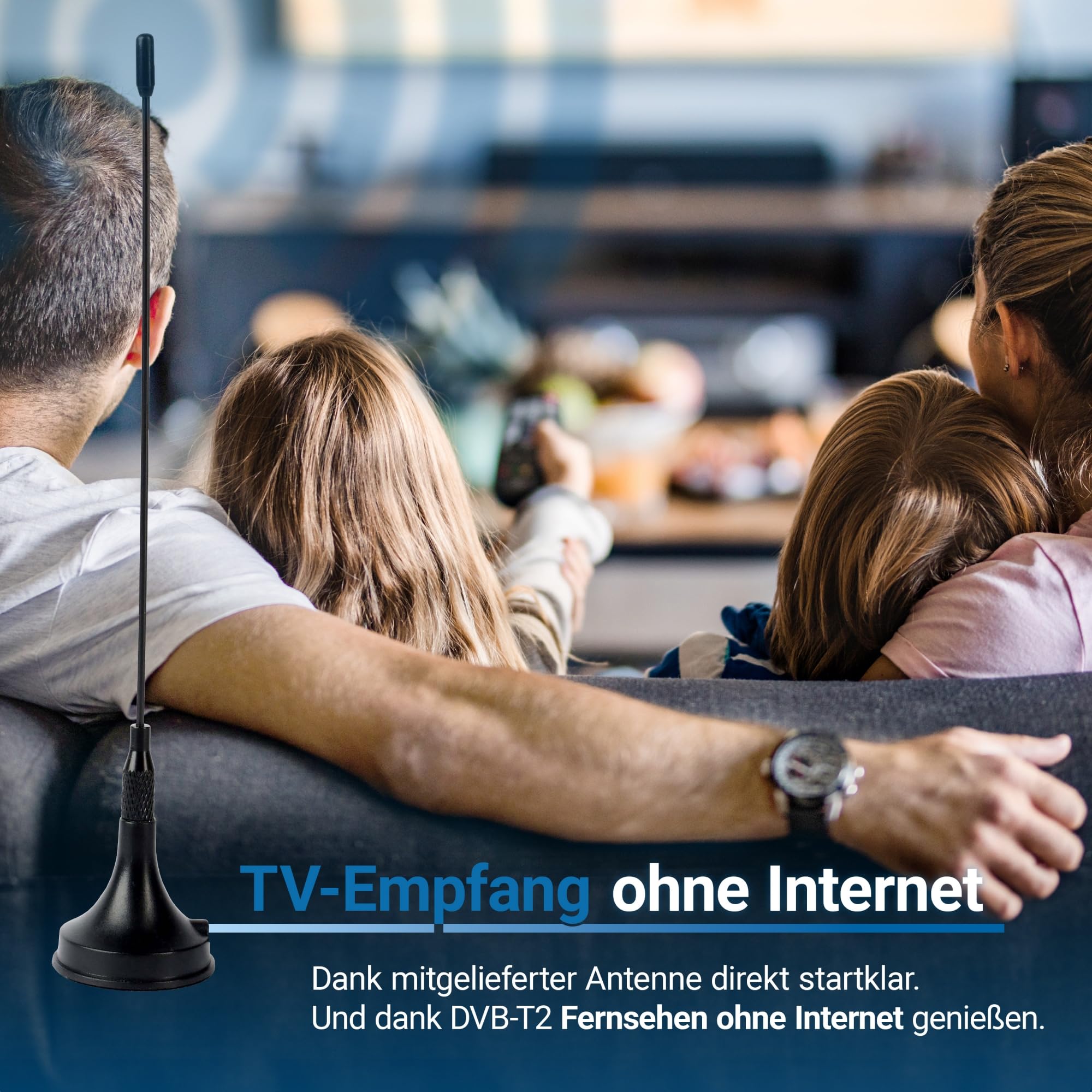Sky Vision COMAG SL65T2 DVB-T2 Receiver, Freenet TV (Private Sender in HD), PVR Ready, Full-HD 1080p, HDMI, SCART, Mediaplayer, USB 2.0, 12V tauglich, 2m HDMI Kabel und DVB-T2 Antenne