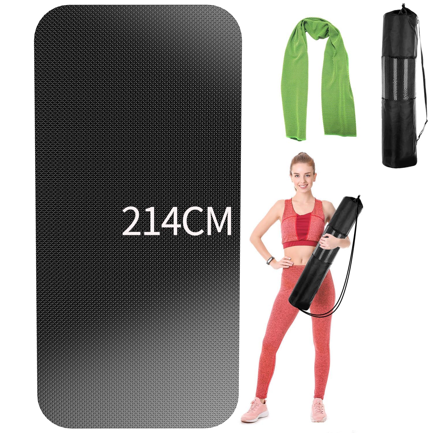 Tappetino da yoga grande, 214 x 81 x 0,6 cm, antiscivolo, durevole, ecologico, tappetino sportivo e ampio per l'allenamento a casa, yoga, pilates, stretching, meditazione