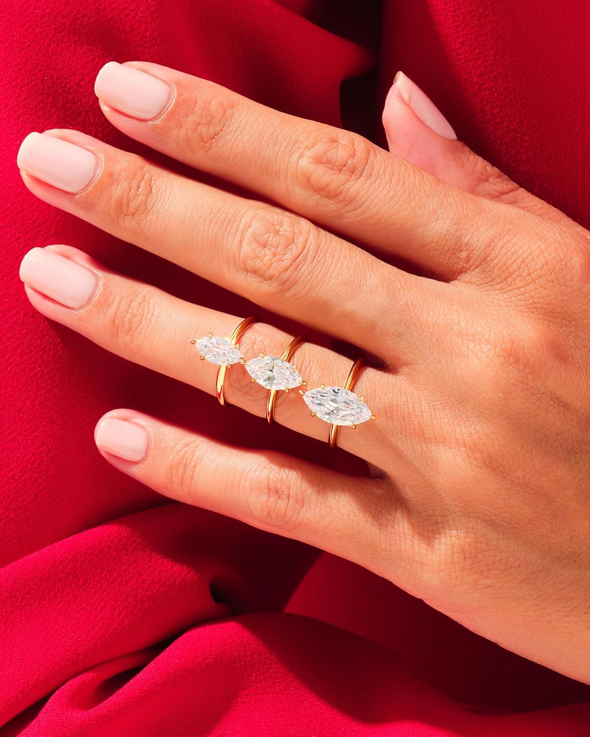 JSJOY Mothers Day Gifts 925 Sterling Silver Gold Promise Rings for Her Cubic Zirconia Engagement Rings for Women Trendy Oval Cut Solitaire Wedding Bands Size 3.5-10 Anniversary Jewelry Gifts for Women
