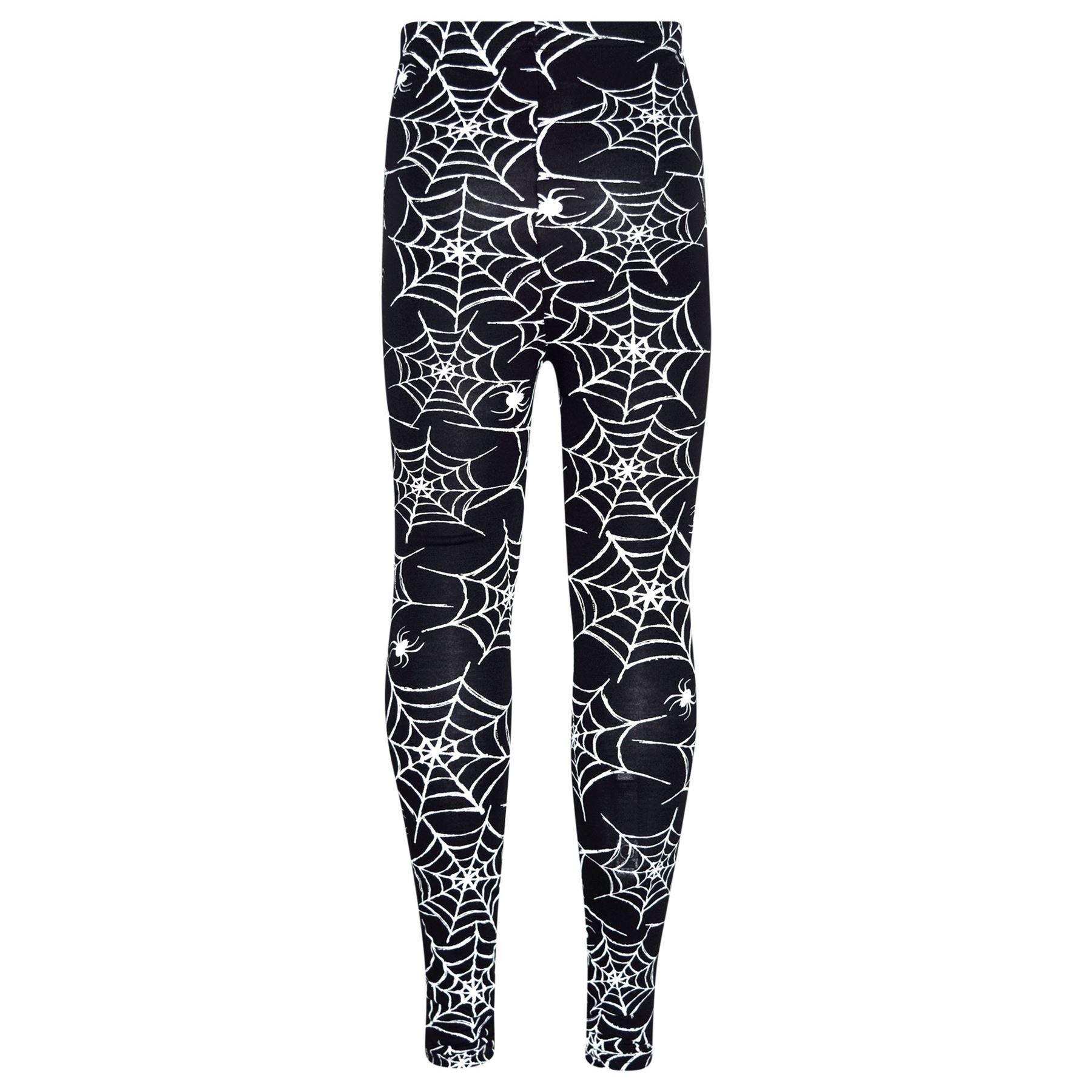A2z 4 Kids Girls Spider Web Print Halloween Leggings Stretchy Spider Web Skull Print Fancy Dress Costume - Legging Halloween 3-4