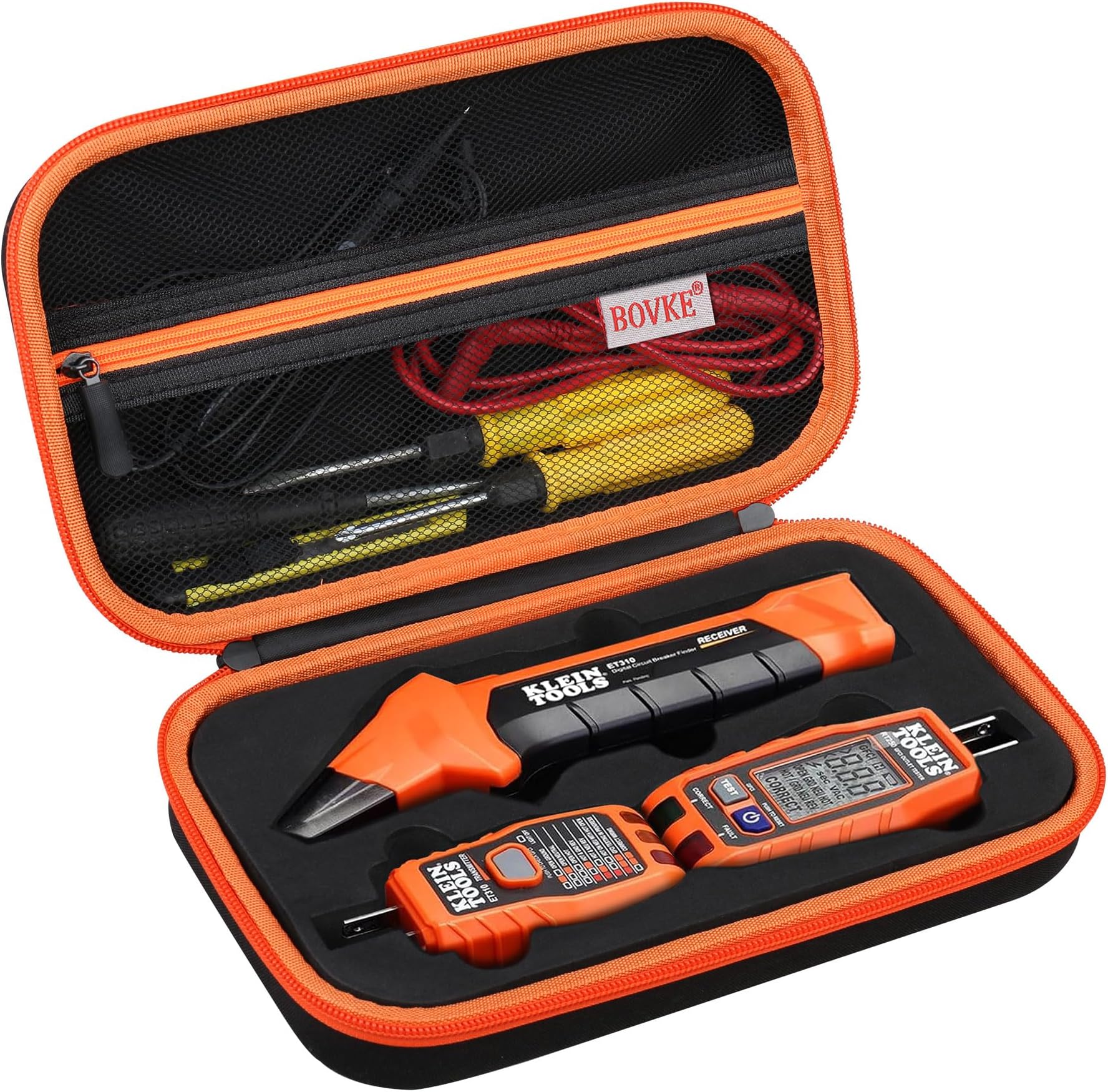 BOVKE Hard Carrying Case Hard Carrying Case for Klein Tools ET310 AC Circuit Breaker Finder Electric Tester & 80041 Outlet Repair Tool Kit & RT250 GFCI Outlet Tester, Black