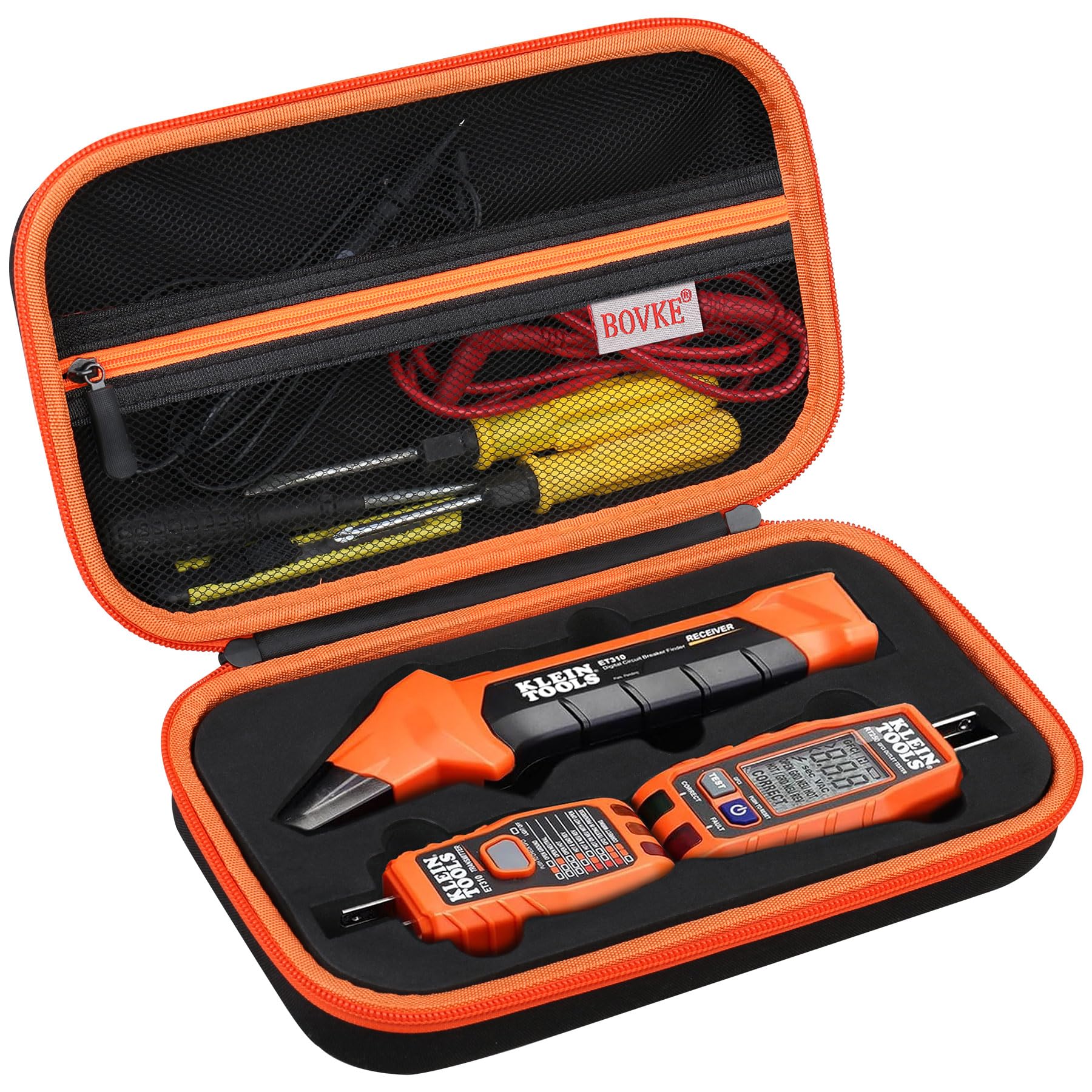 BOVKE Hard Carrying Case Hard Carrying Case for Klein Tools ET310 AC Circuit Breaker Finder Electric Tester & 80041 Outlet Repair Tool Kit & RT250 GFCI Outlet Tester, Black