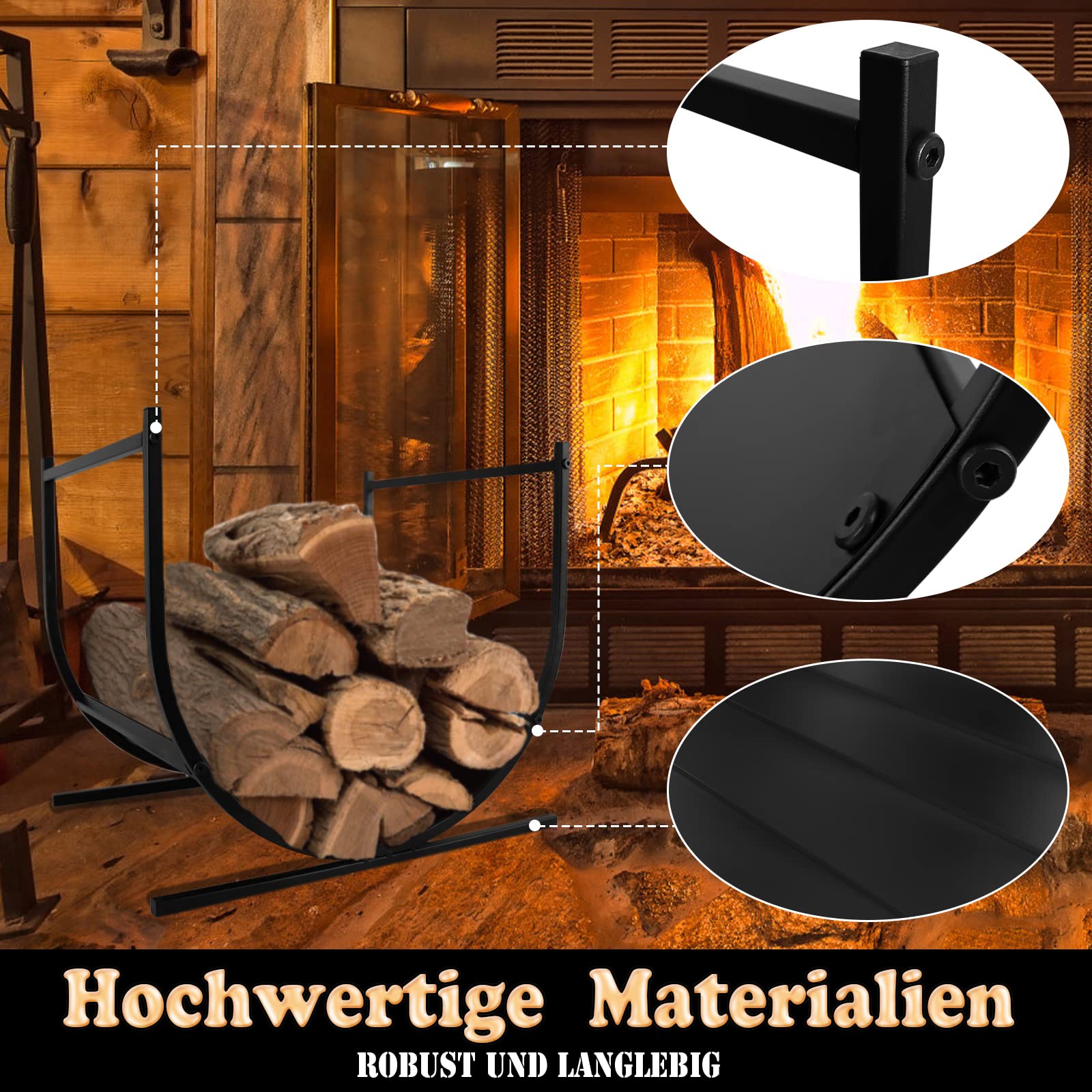 Portalegna VEVOR, 330 x 320 x 1120 mm, portata 45,4 kg, portalegna alto, acciaio verniciato a polvere per impieghi gravosi, per camino | Leroy Merlin