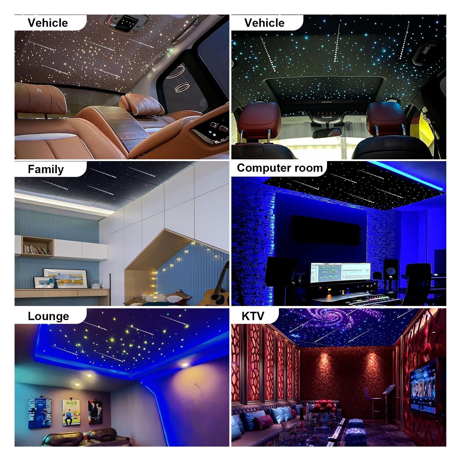16W Twinkle RGBW Meteor Led Car Roof Star Light Bluetooth App Fibra Ottica Stars Kit Plafoniera For Illuminazione Cielo Stellato For Auto Ampiamente utilizzo (Color : 2PCS 0.75mm 450 3M)