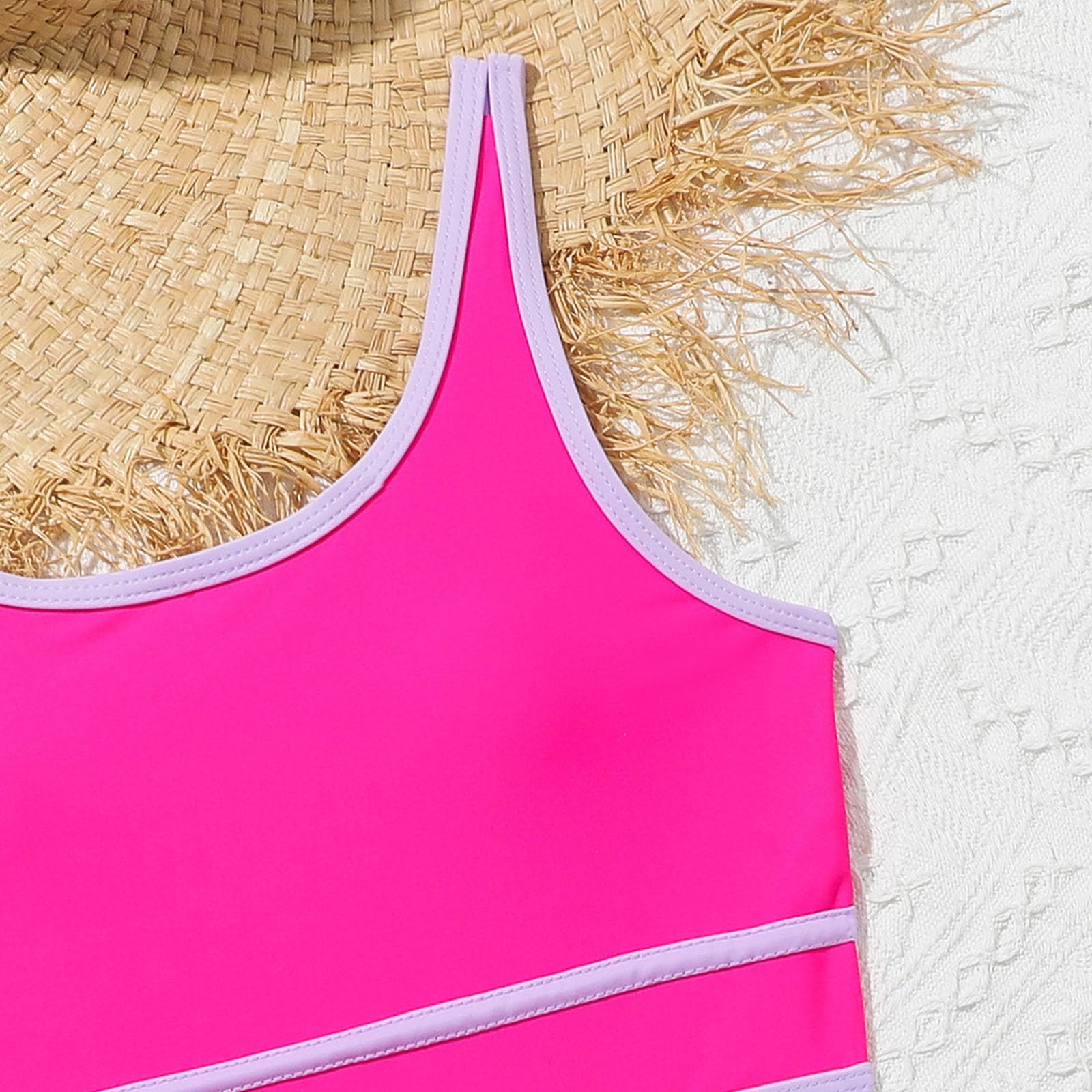 Costume da bagno per ragazze, 3 pezzi, con cinghie, a blocchi di colore, modesto, costume da bagno per ragazze curvy, moderno, atletico, per bambine, spiaggia, carino e comodo, per bambini, morbido