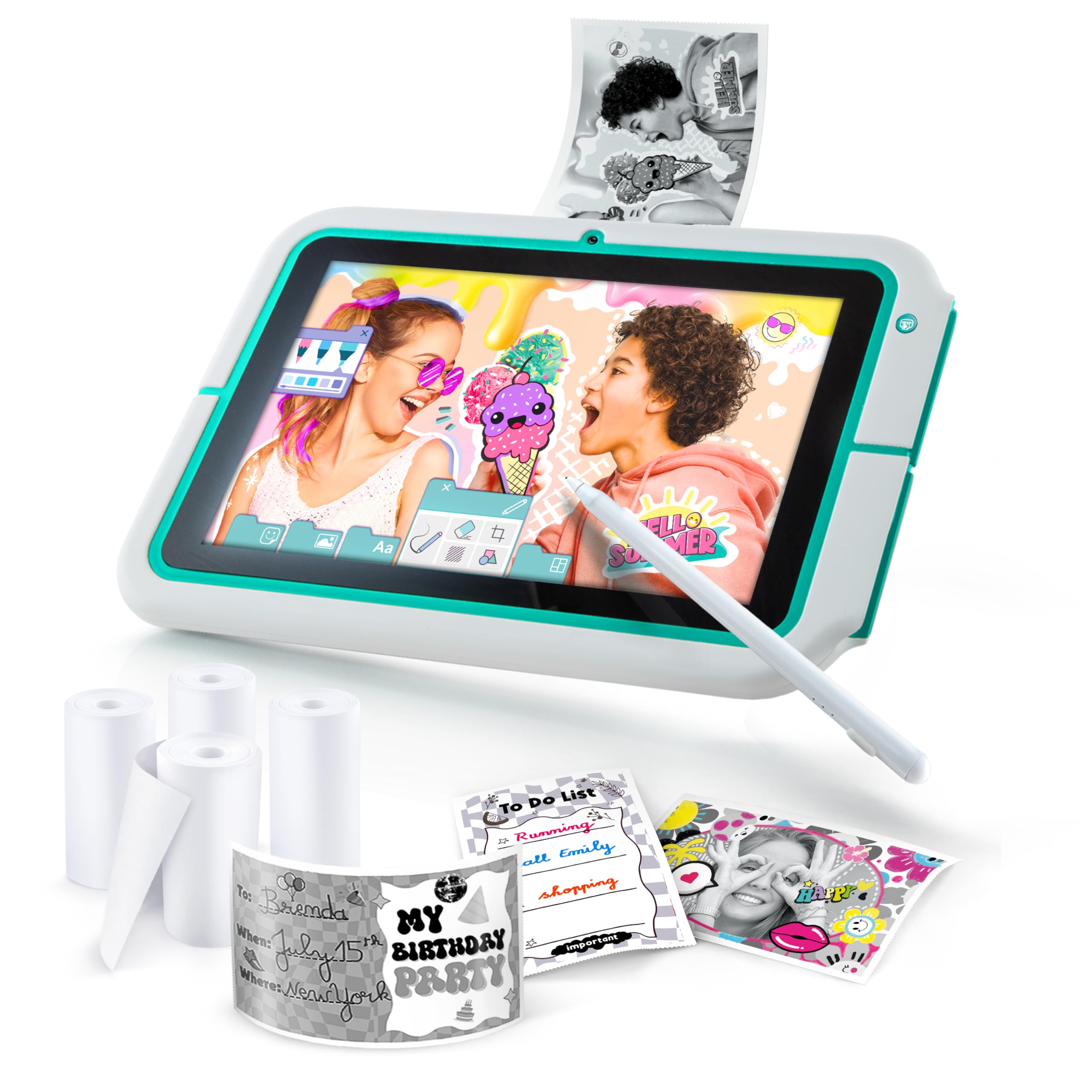 Pad Creator Instant Print Tablet  8 Kids Touchscreen with Stylus, 12MP Camera & Built-In Printer  Includes Paper Rolls & Stickers  Safe, Creative Tech Gift for Boys & Girls Aged 6+