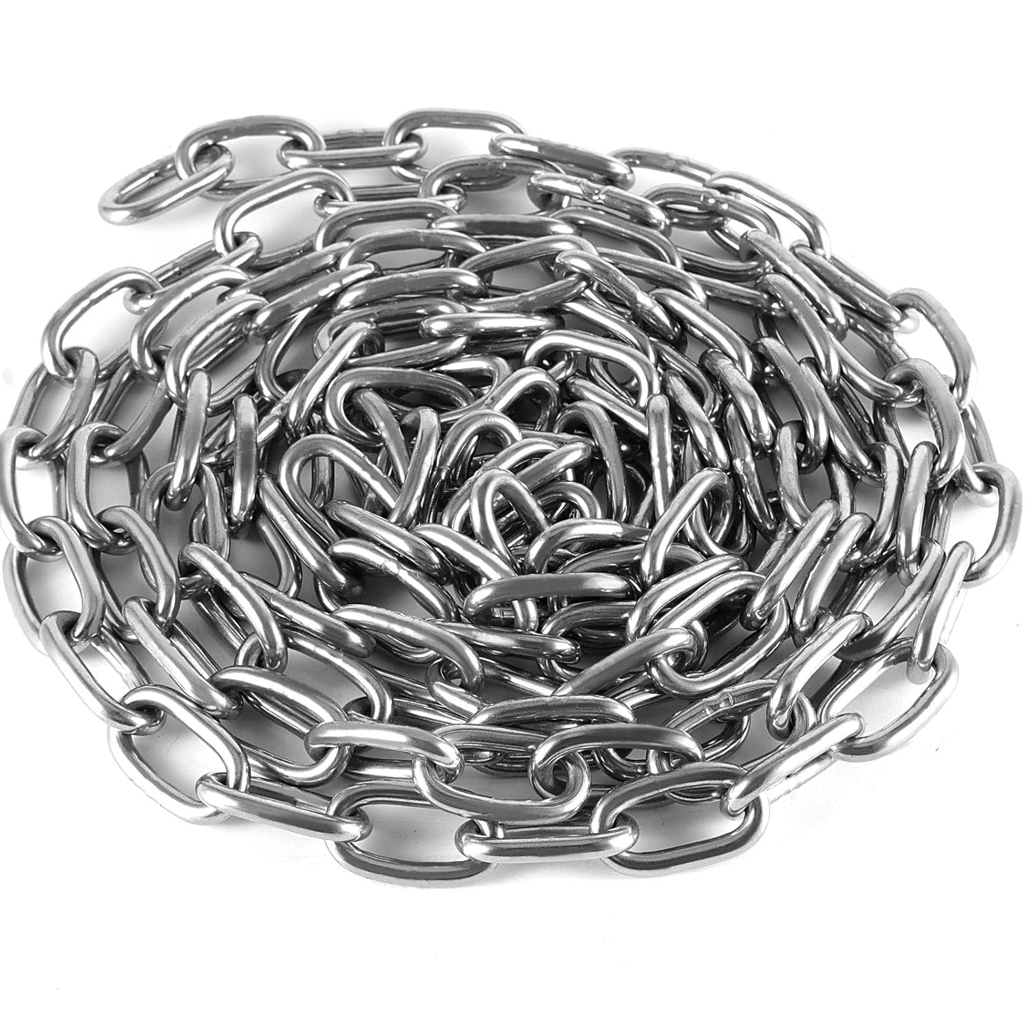 Heavy Duty Stainless Steel Rust Resistant Chain for Gate Security Extra Strong Galvanised Long Links Welded Metal Shiny Chrome Plated and Polished for DIY Fence Bike Out Door Swing (4mm, 3 Metre)