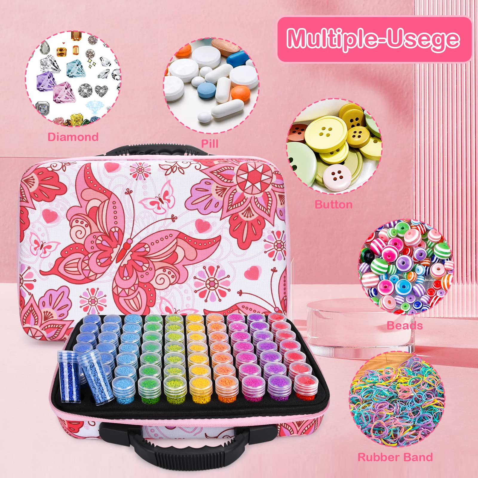 Boîte Rangement Diamond Painting 70 Emplacements Avec Entonnoir Et Accessoires Complets