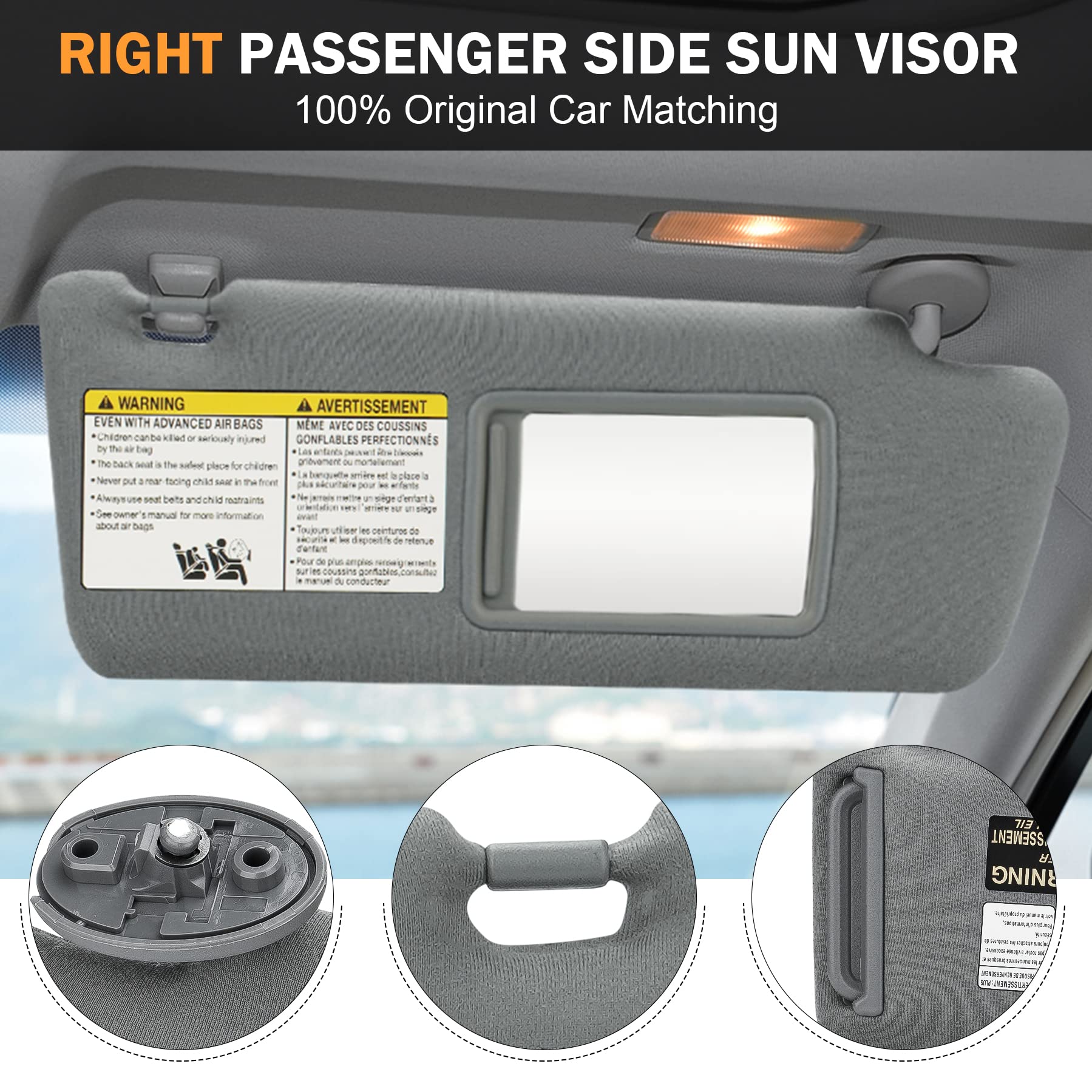 CRAZYPARTS Sun Visor For Toyota Tacoma 2005-2015 – Driver & Passenger Side Beige Visors With Light