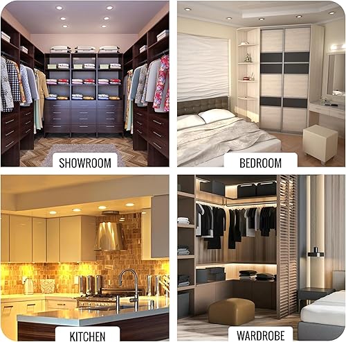 Miniatura 7 de LEDMyplace - Luces LED magnéticas de 3 W x 3 con adaptador de CC de 12 V y atenuador táctil, blanco cálido de 3000 K, 450 lúmenes, certificación