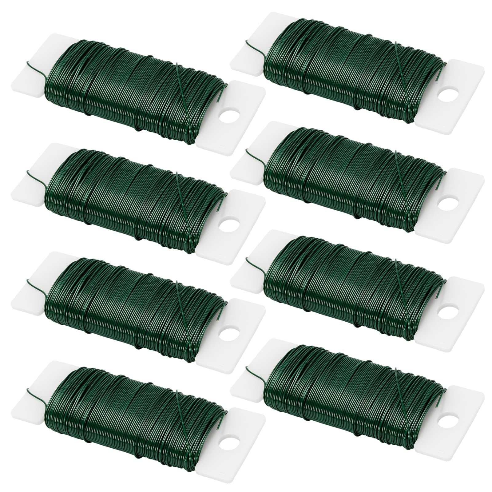 MANCHAP 8 Rolls Green Florist Wire, 0.7mm x 35m Paddle Floral Wire for Wreaths, Wedding Decor, DIY Crafts