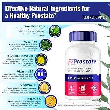 EZ Prostate Capsules, EZ Prostate Pills - Official EZ Prostate Supplement Pills - Maximum Strength Advanced All Natural Formula, EZProstate Health Men Pastillas Reviews (2 Pack)