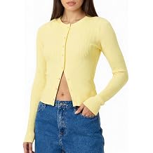 Baonmy Womens Open Front Button Up Ribbed Knit Crop Cardigan Y2K Tight Slim Fit Long Sleeve Shirt Fall Sweater Going Out Tops