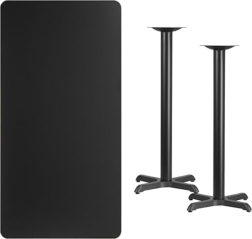 Miniatura 3 de Flash Furniture Stiles - Mesa rectangular laminada negra de 30 x 60 pulgadas con base de mesa de altura de barra de 22 x 22 pulgadas Negro