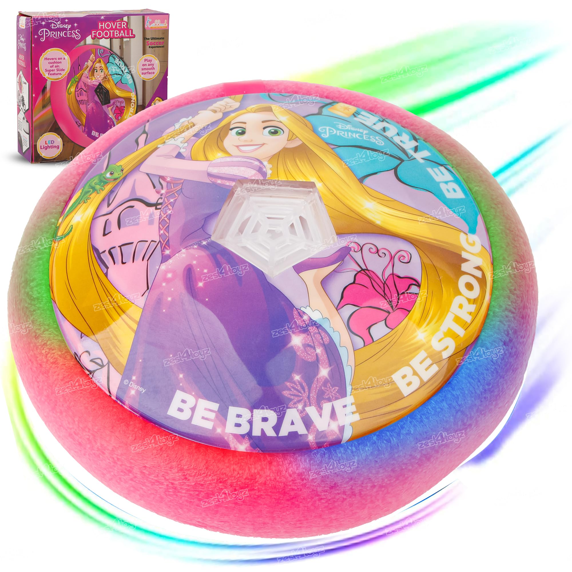 Zest 4 Toyz Hover Football for Kids with LED Lights Floating Football Game with Soft Foam Bumper Air Power Soccer Disc Toy for Indoor Outdoor Sports Activity Game for Boys and Girls- Pink