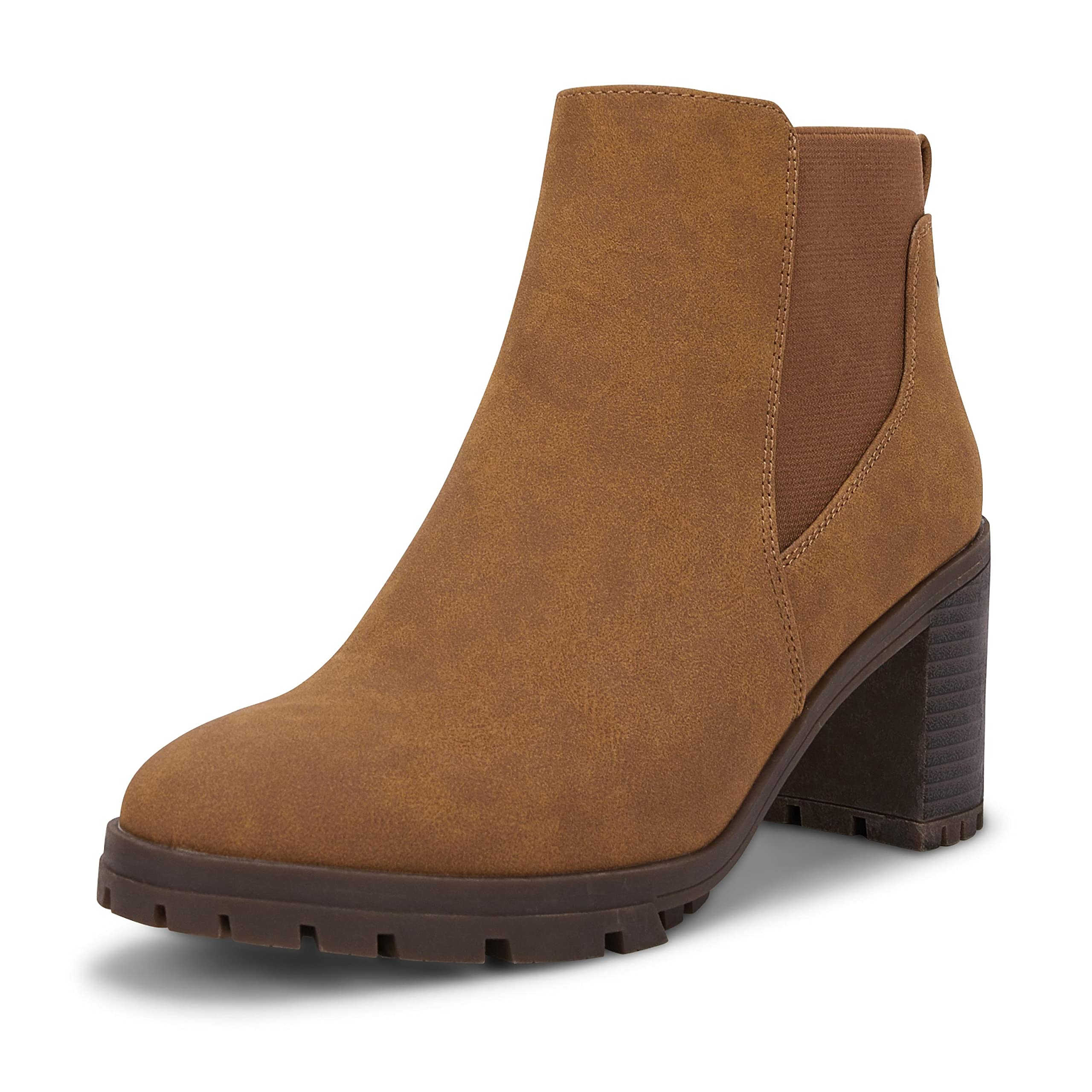 Coutgo Womens Platform Lug Sole Ankle Booties Chunky Block Heel Zipper Round Toe Chelsea Dress Fall Winter Boots Shoes