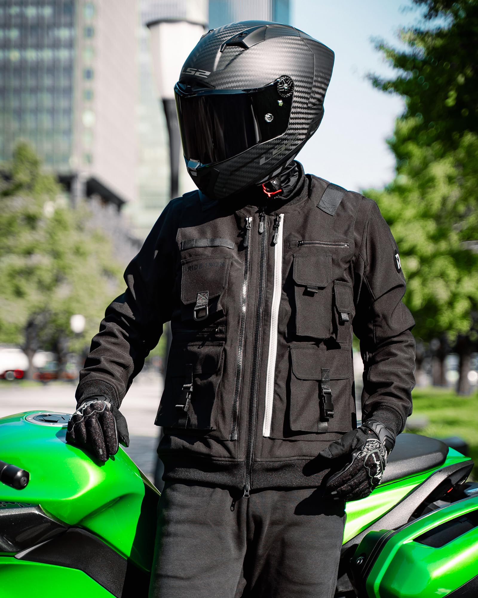 RIDEIRON Vestes Moto Hommes Hiver 3 en 1 Équipement Protection Adapté au Cyclisme Randonnée Sports de Plein Air Noir