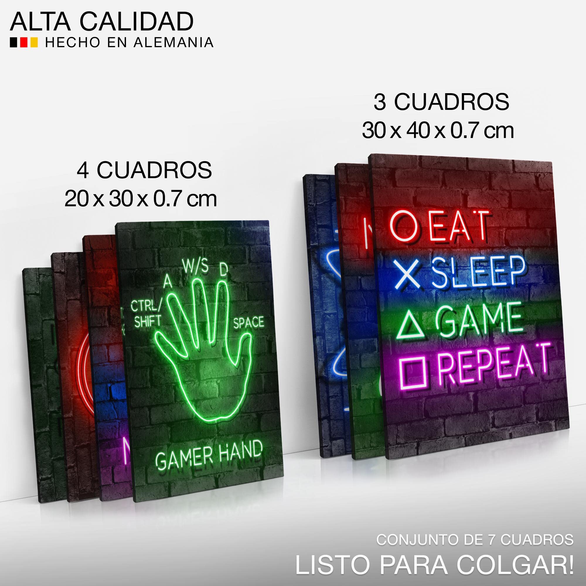 Novart Set Cuadros Decorativos - COMPLETAMENTE LISTO PARA COLGAR - Imágenes - Game Console Gamer - 7 Partes - N005271a
