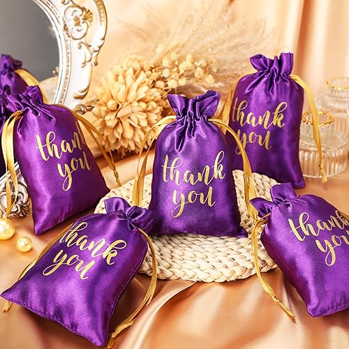 Vista 19 de Sieral 50 bolsas de regalo de satén con cordón para joyas, bolsas de dulces para Acción de Gracias, Navidad, boda, baby shower, fiesta de Blanco