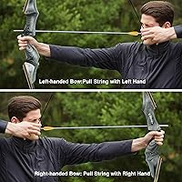 Vista 5 de Arco largo de caza desmontable Black Hunter, GLURAK 1,52 m/60" de madera para mano derecha y izquierda, arco de tiro con arco para principiantes
