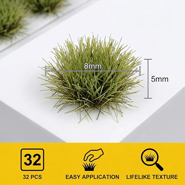 AEUXZA 32 Pezzi Ciuffi d'Erba Modellismo 8-9mm, Erba Statica Accessori Terreno, Piante in Miniatura Primaverili per Diorama Ferroviario Warhammer 1:35-1:87, Vegetazione Realistica - 5