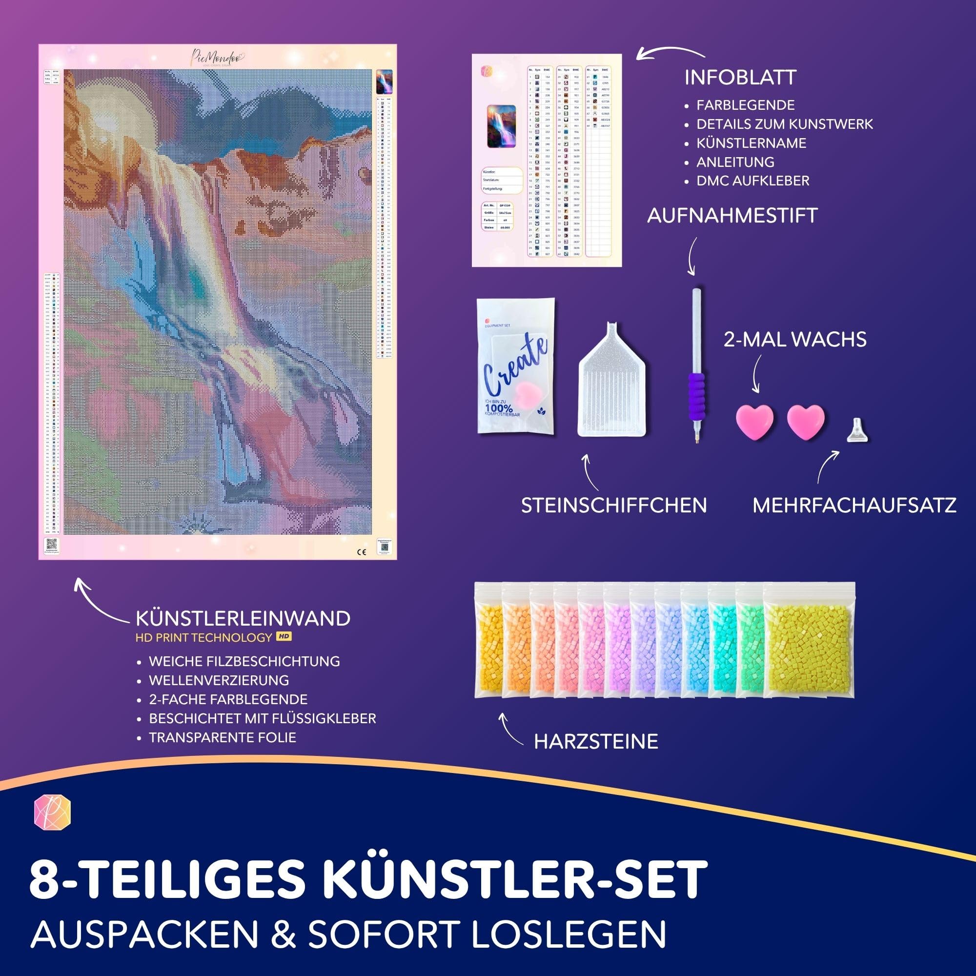 Picmondoo Diamond Painting - 50x75cm - Glanz des Wasserfalls