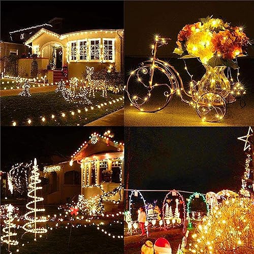 Miniatura 9 de Luces LED de Navidad, 100 unidades, luces de Navidad de 50 pies para exteriores e interiores, grado comercial, cable blanco resistente, luz blanca