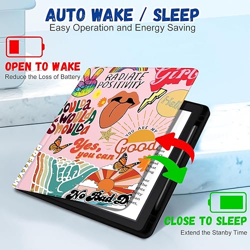 Miniatura 5 de Funda para Kindle Scribe de Amazon de 10.2 pulgadas para mujeres y niñas, diseño de moda femenina, citas Kawaii activas, bonitas, para adolescentes,