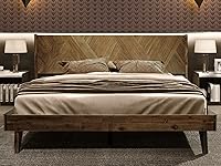 Vista 1 de Marco de cama con cabecero de madera maciza