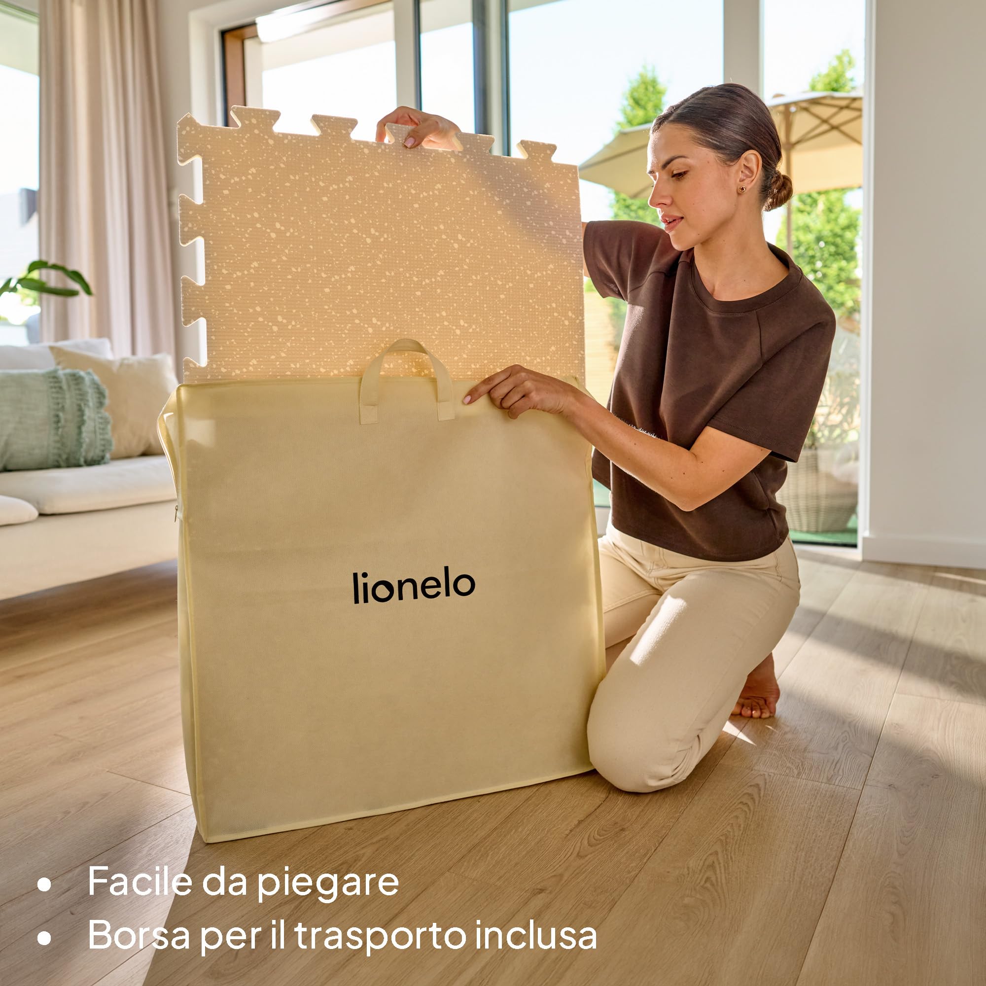 LIONELO YOKA Tappetino per Neonati e Bambini, 173 x 116 x 1,5 cm, Puzzle 6 Pezzi per Gattonare e Giocare Due Lati Atossico Inodore Antiscivolo Pulizia Facile