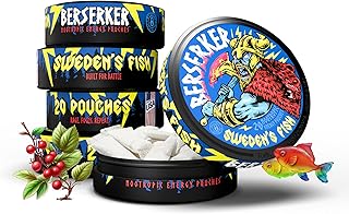 Berserker Focus Pouches - Sweden's Fish - Caffeine Infused - 100mg Per Pouch - Nootropic Enhanced - 5 Pack - Tobacco & Nicotine Free - Energy Drink Replacement