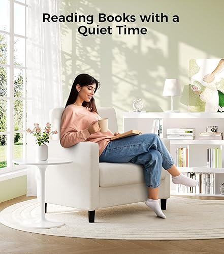 Miniatura 6 de Silla decorativa para sofá, silla de lectura de 33 pulgadas para dormitorio, sillas de sala de estar de instalación sin herramientas, cómodas sillas