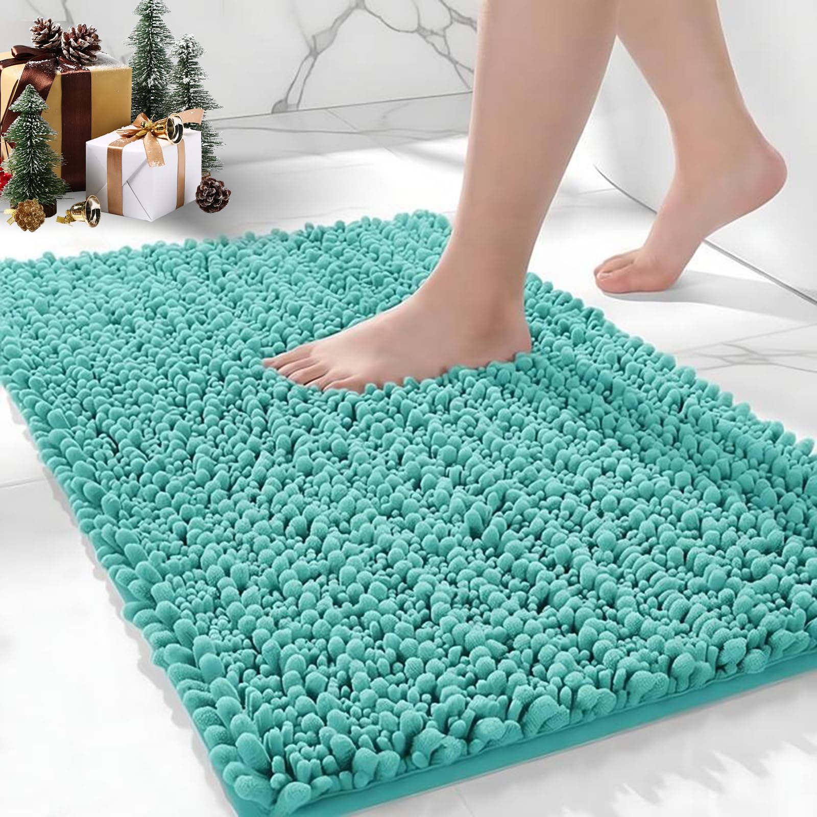 Ruggnovea Bathroom Rugs Non Slip Washable 36x24, Extra Thick Soft Chenille Absorbent Bath Mat, High Density Barrier Non Slip Backing, Quick Dry Plush
