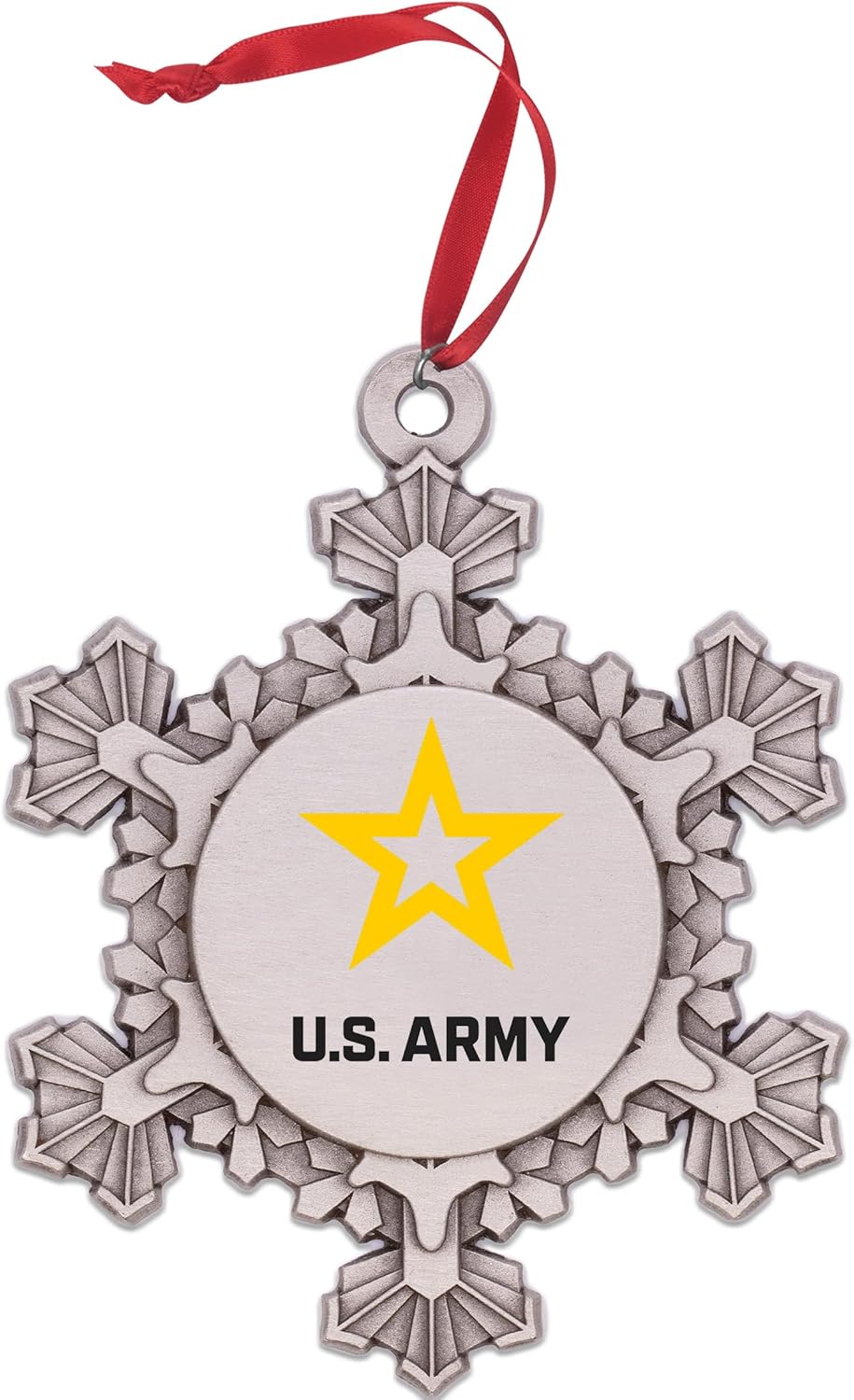 Indiana Metal Craft US Army Logo Pewter Snowflake Ornament - Made in USA, 2.5"