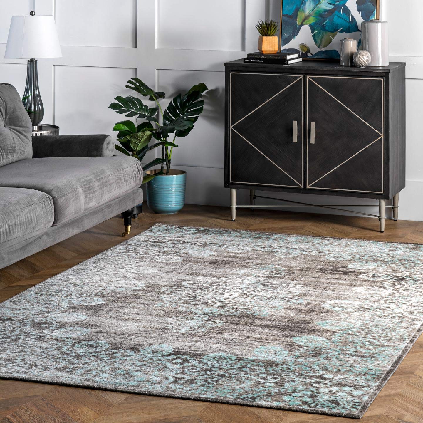 Amazon Com Nuloom Corene Lacy Vintage Floral Area Rug 8 X 10 Teal Furniture Decor