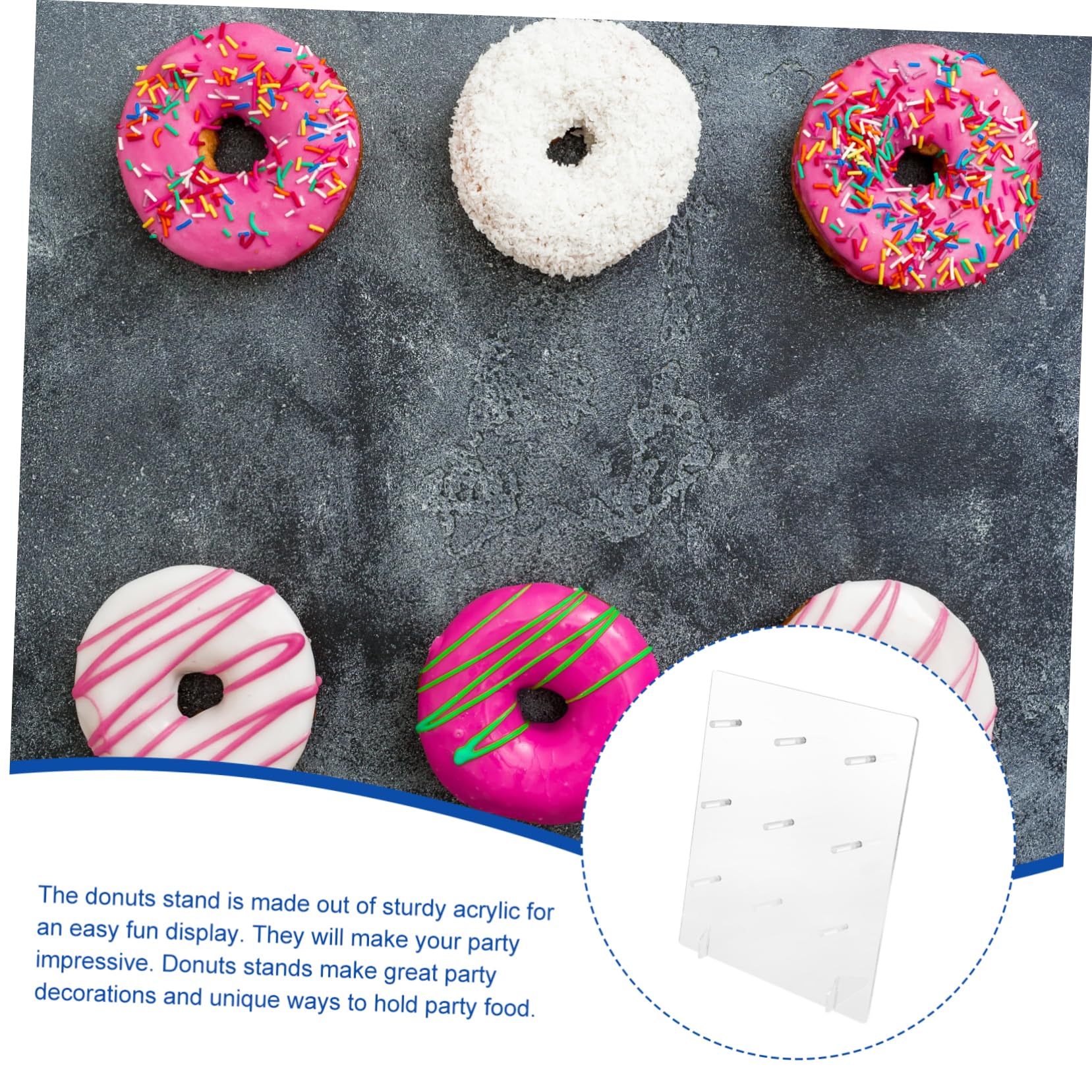 Cabilock 1pc Acrylic Donuts Display Rack Clear Dessert Stand for Weddings Parties and Special Events Sturdy Banquet Holder for Donuts and Treats for Celebrations and Gatherings