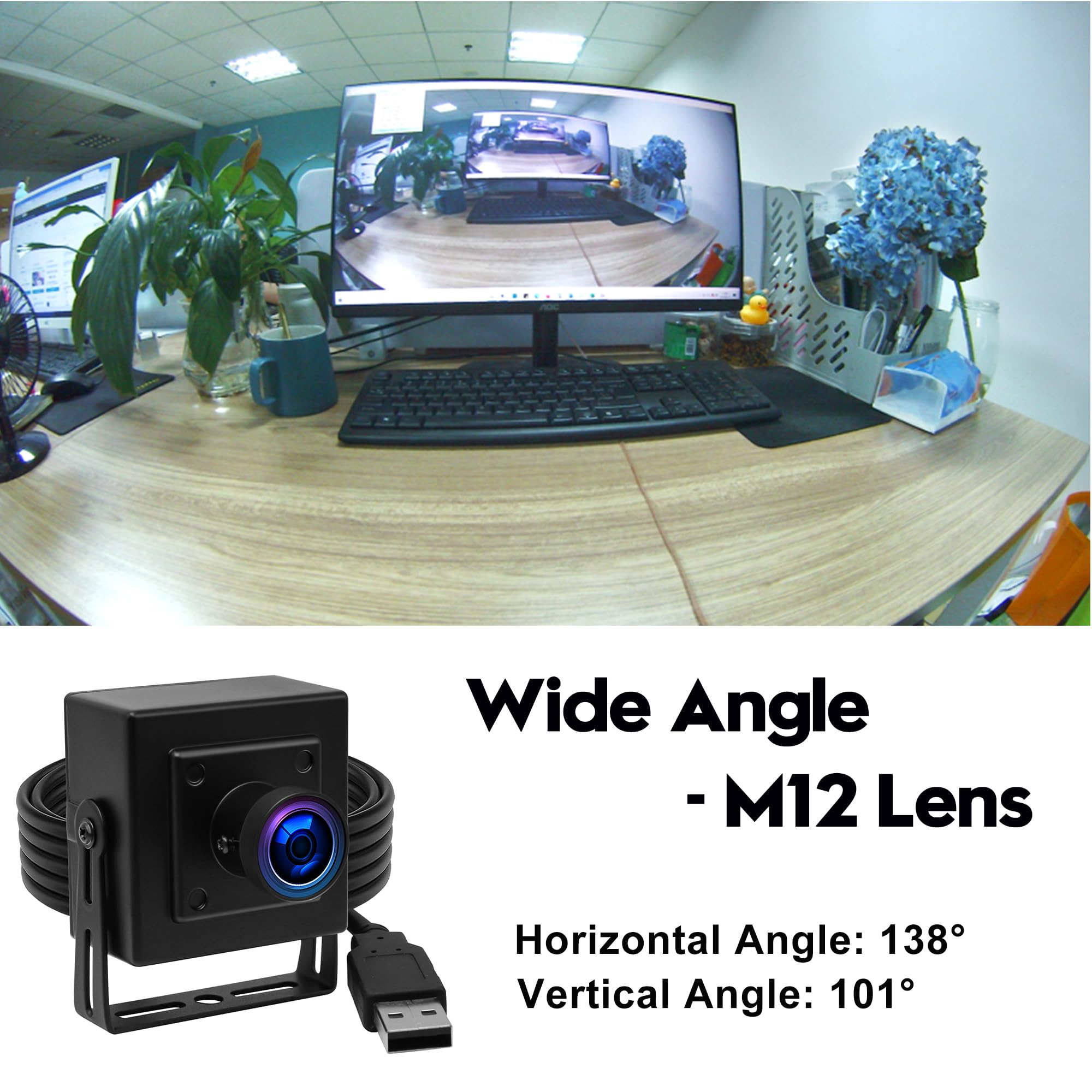 Svpro 5MP 30fps USB Camera With 2.8-12 Mm Zoom Lens, IMX335 Low Light Industrial Camera For Computer, Laptop, UVC Plug In Webcam For Windows, MacOS, Linux