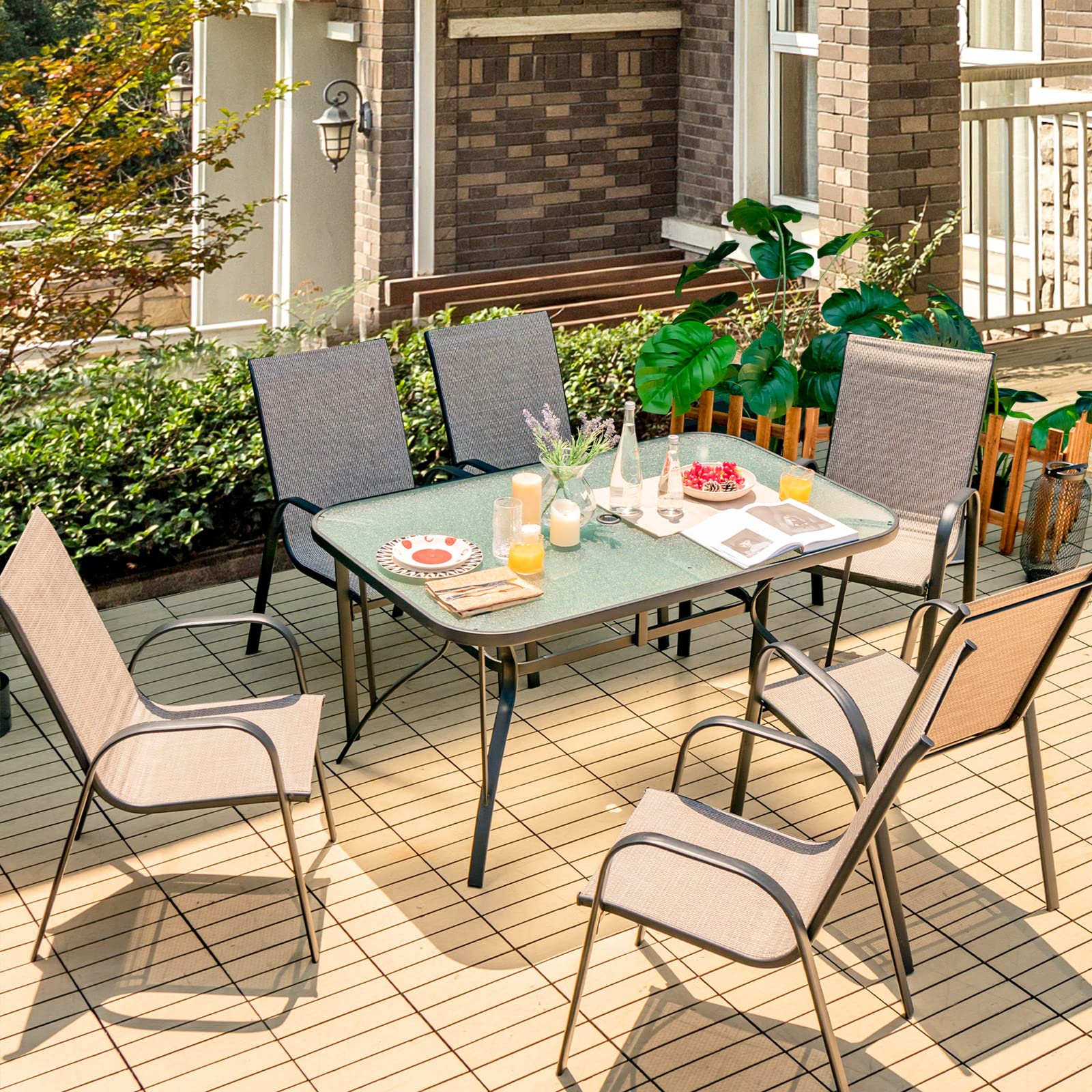 Amazon.com : GIANTEX Patio Dining Table for for 4-6 Person