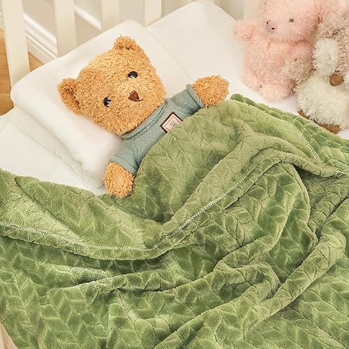 Miniatura 1 de inhand Manta de forro polar para bebé, manta súper suave para bebé, manta de felpa cálida verde salvia, manta para bebé, recién nacido, manta de