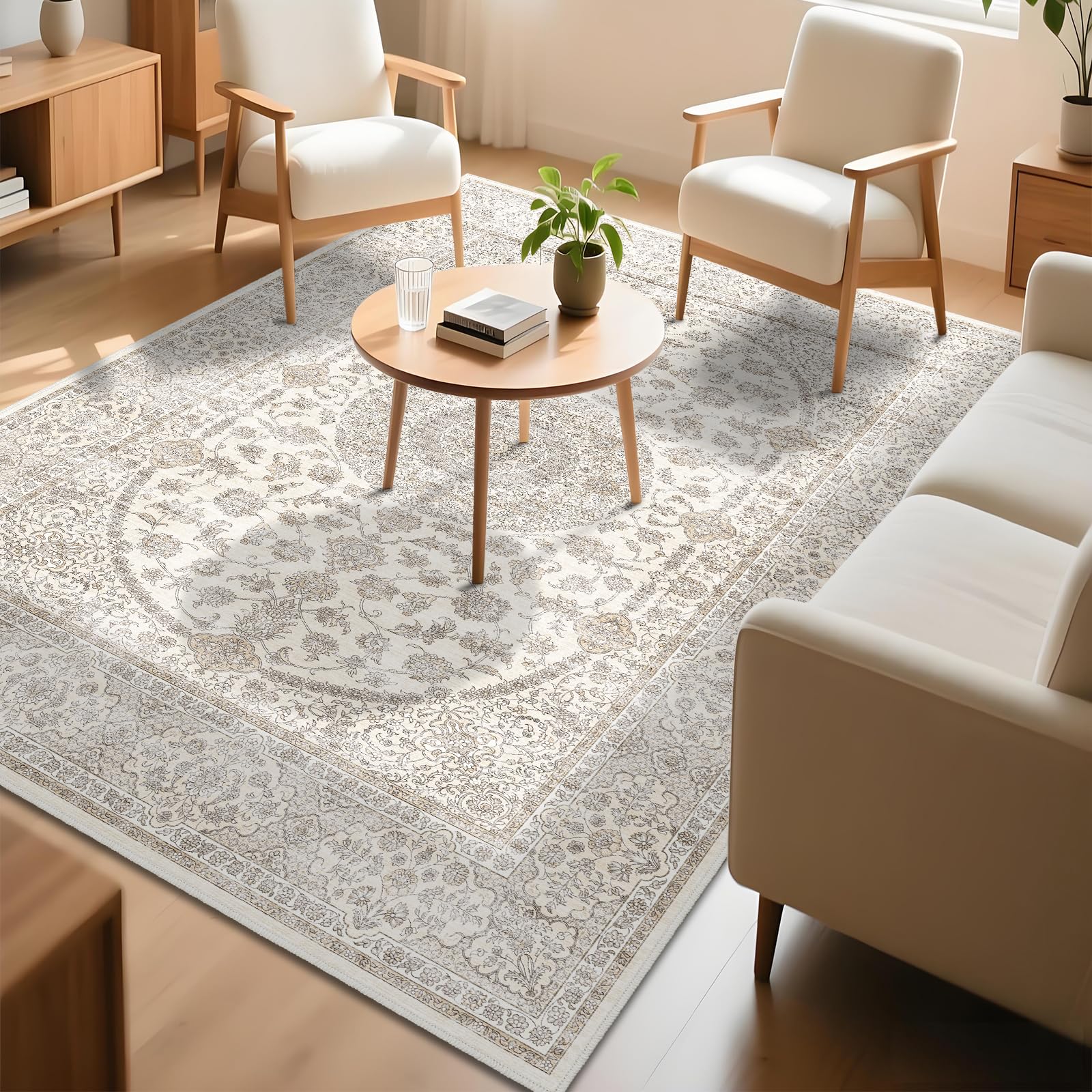 ペルシャ風 ラグ カーペット 200×250cm ベージュ系 花柄 Amazon | FORTSEA 洗える ペルシャ風 ラグ 200×250 3畳 ビンテージ