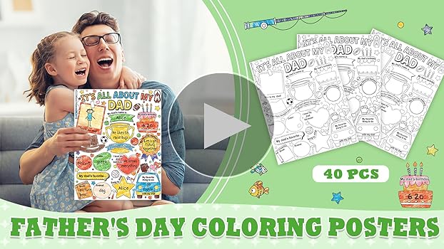 Amazon.com: CHUNNIN 40Pcs Father's Day Coloring Poster Color Your Own All About Dad Poster Bulk Father's Day Arts Craft Gifts for Kids and Fun Home Activities : Toys & Games amazon-com-chunnin-40pcs-father-s-day-coloring-poster-color-your-own-all-about-dad-poster-bulk-father-s-day-arts-craft-gifts-for-kids-and-fun-home-activities-toys-games