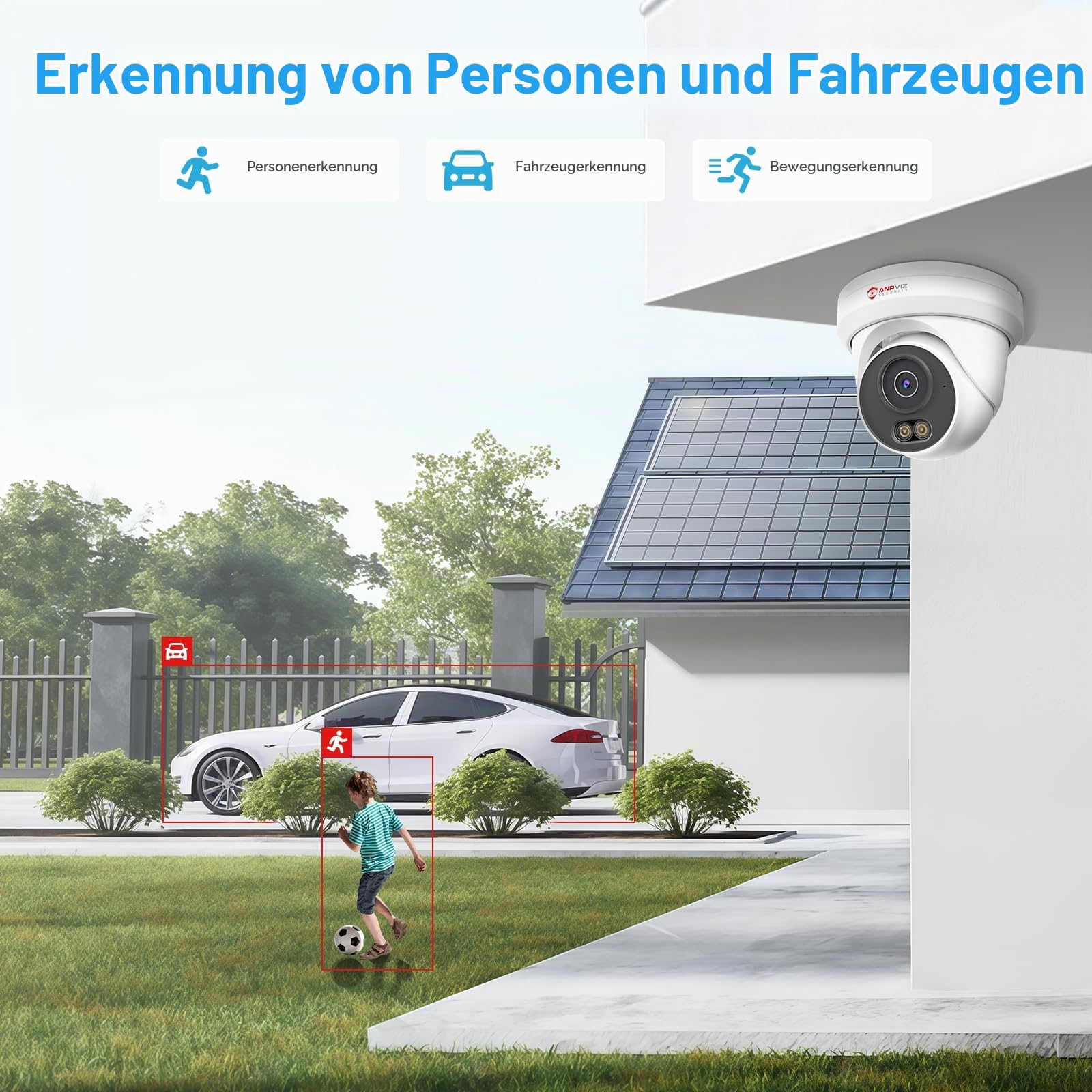 Anpviz 6MP PoE IP Kamera Outdoor, 3K Überwachungskamera Aussen | Smart Farbig Nachtsicht, Personen/Autoerkennung, Eingebautes Mikrophon, Ganzmetall, 2.8mm Objektiv, Kein Netzteil, IP66