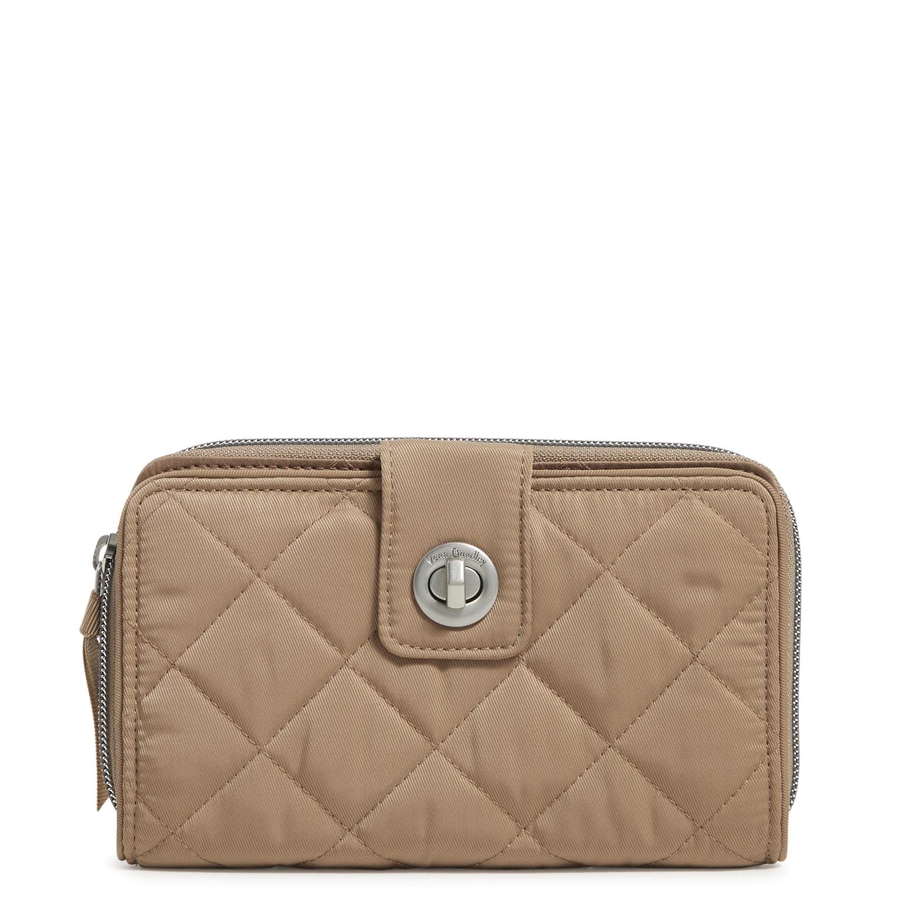 Vera BradleyPerformance Twill Turnlock Wallet with RFID Protection, Meadowlark Tan