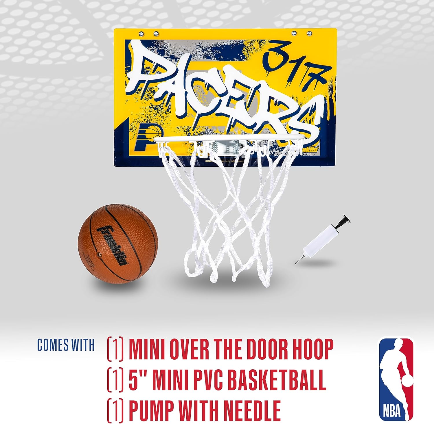 Franklin Sports NBA Team Over the Door Basketball Hoops - Kids Indoor Mini Basketball Hoop + Ball Set - NBA Fan Mini Hoops