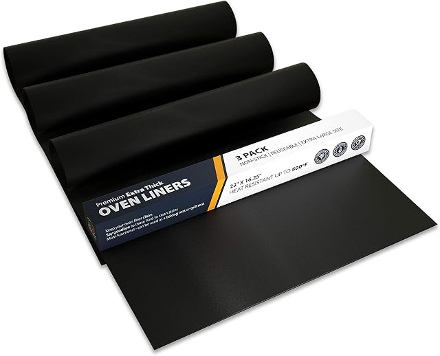 Large Heavy Duty Oven Liner by Lindas Essentials (3 Pack) - Teflon Oven Liners For Bottom of Oven for Gas, Electric and Fan Assisted Ovens - Reusable Non-Stick Oven Mats for Bottom of Oven - BPA Free