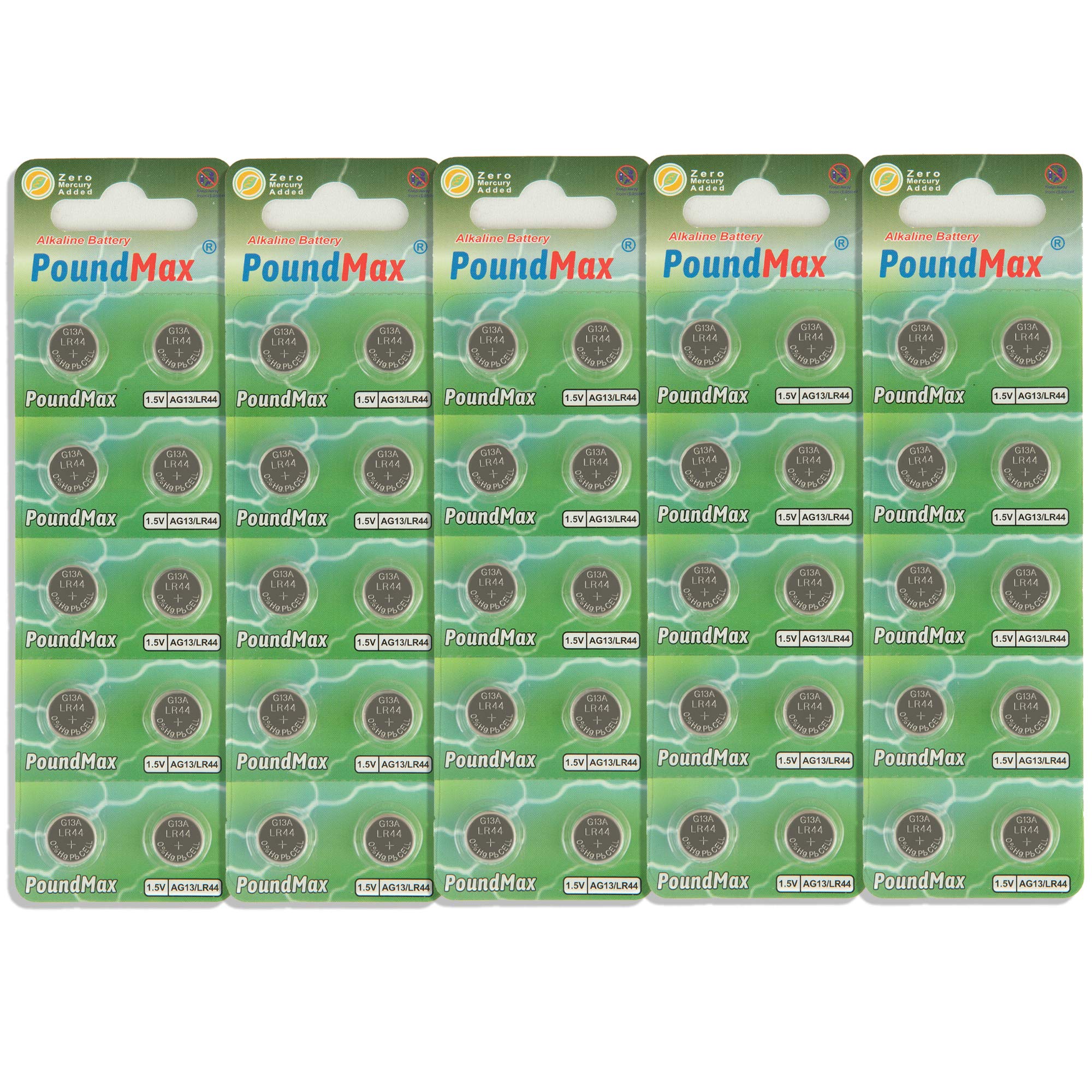 50 x AG13 LR44 1.5 V PoundMax Alkaline Button Cell Battery